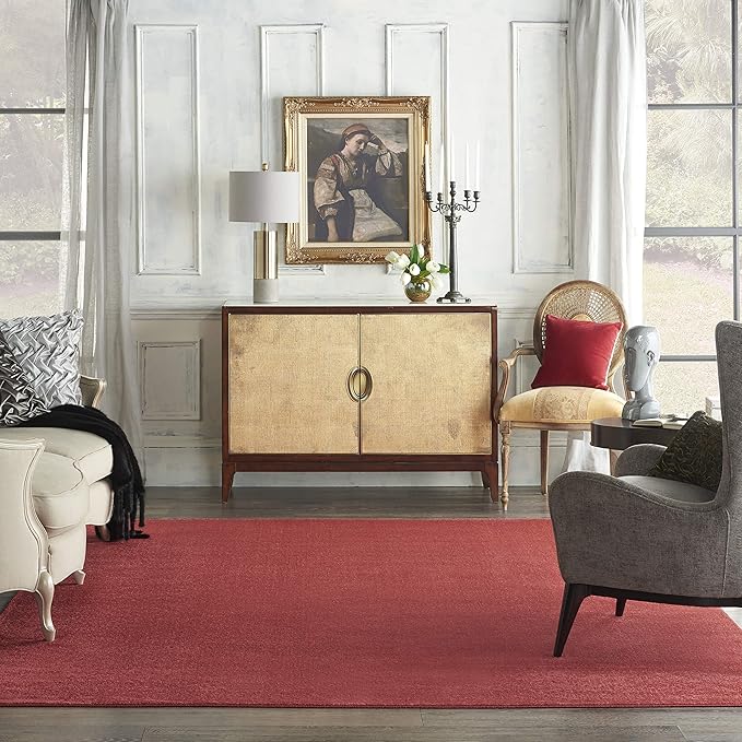Nourison Essentials Indoor/Outdoor Brick Red 7' x 10' Area Rug, Easy Cleaning, Non Shedding, Bed Room, Living Room, Dining Room, Backyard, Deck, Patio (7x10)