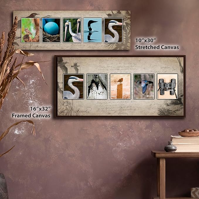Personal-Prints BIRD WATCHING or Birdwatching Personalized Name Art Décor Gift | Customized Name Art Present for a Birdwatcher (6"x18" Stretched Canvas)