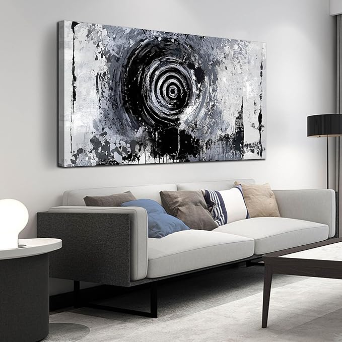 Abstract Large Wall Art for Living Room - Black and White Canvas Wall Art for Office - Modern Art Wall Decor for Bedroom Size 29" x 59"