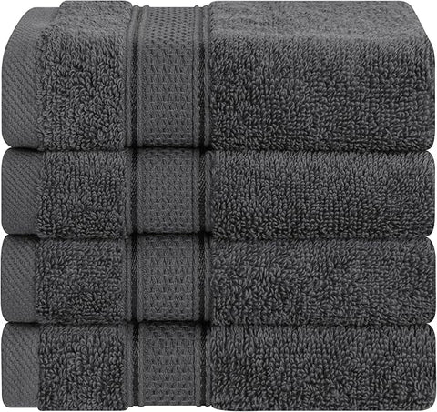American Soft Linen Salem Washcloth Sets, 4 Piece Luxury 600 GSM 100% Cotton Washcloths for Bathroom, 13x13 inches Washrags Premium Quality Hand Face Towels, Dark Gray