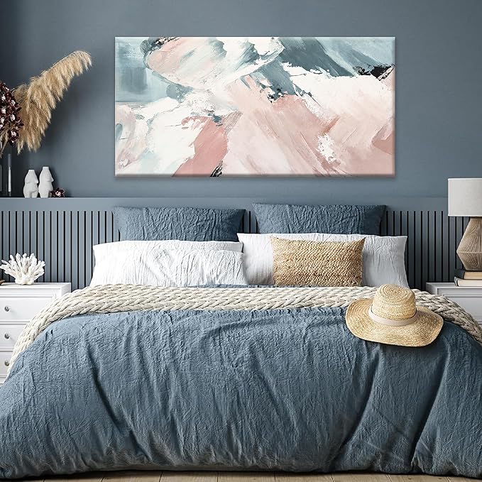 TAIJXAGSG Abstract Wall Art Ready To Hang Home Wall Decor Artwork Pink Wall Art Colorful Canvas Art Wall Decor Prints Painting For Living Room Bedroom Office Apartment Decoration 24"X48"