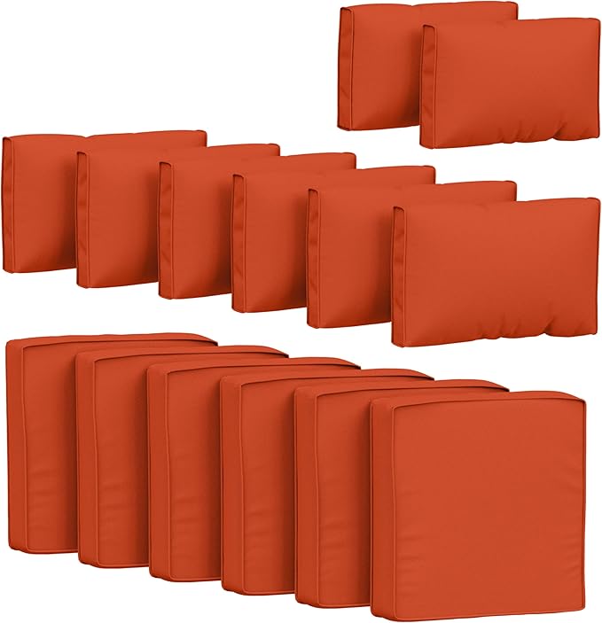 14 Pcs Outdoor Cushion Covers Patio Cushion Slipcovers Replacement Splash Proof with Zipper for Outdoor Furniture, Patio Sofa Couch 3 Sizes, Covers Only