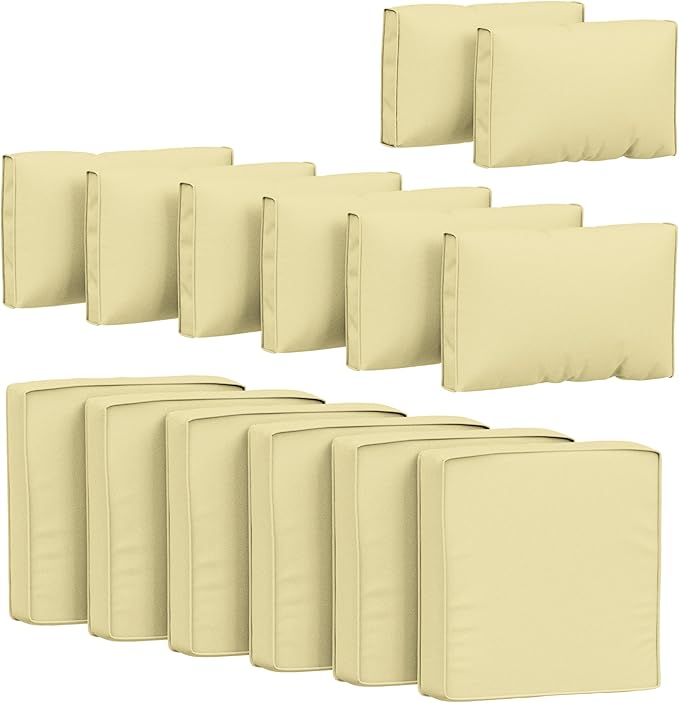14 Pcs Outdoor Cushion Covers Patio Cushion Slipcovers Replacement Splash Proof with Zipper for Outdoor Furniture, Patio Sofa Couch 3 Sizes, Covers Only