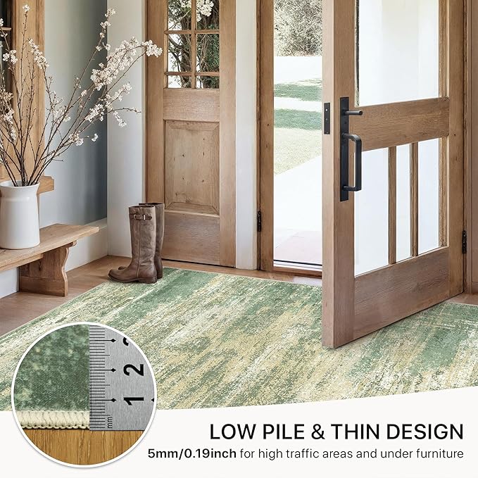 GENIMO Rugs for Bedroom-Washable 6x9 Area Rugs Lightweight Low Pile, Abstract Printed Non-Slip Carpet for Living Room, Playroom, Dining Room, Office, Desert Dawn