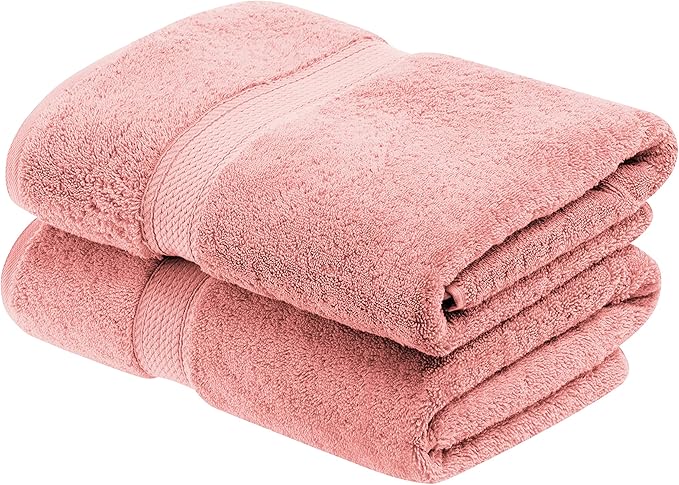 BLUENILEMILLS Premium Towel Collection, Egyptian Cotton Towels for Shower and Bathroom Assorted 2-Piece Towel Set, 30" x 55", Tea Rose by Blue Nile Mills