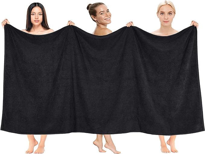 Cotton Paradise 100% Cotton 40x80 Oversized Bath Sheet, Extra Large Turkish Bath Towels for Bathroom, Black Bathsheet