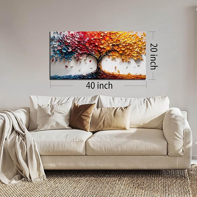 Trees Canvas Wall Art for Living Room - Colorful Tree Wall Art for Bedroom Teen Girls - Office Posters Wall Decor Size 20" x 40"