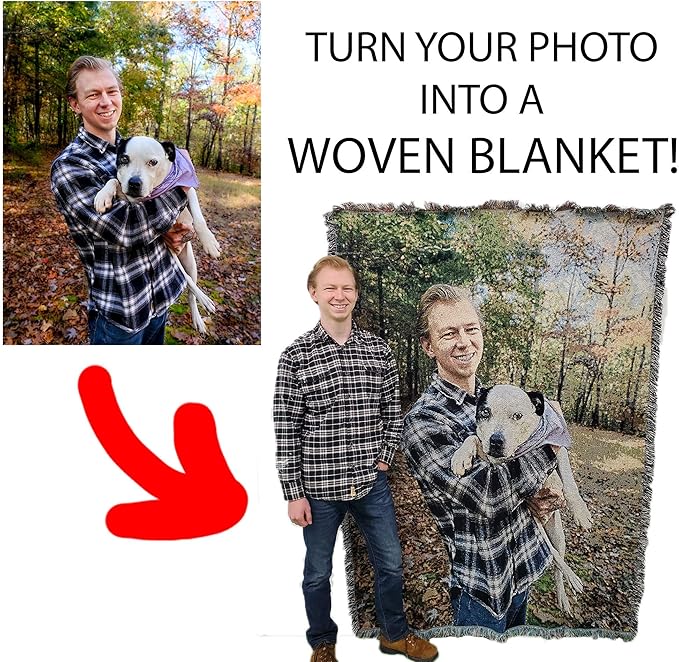 Pure Country Weavers Personalized Woven Photo Blanket - Not Printed - Custom Gift Picture Tapestry Throw 100% Cotton - Made in The USA (60x80)