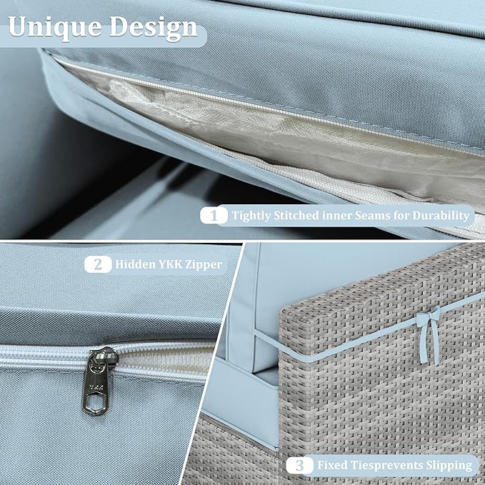 14 Pcs Outdoor Cushion Covers Patio Cushion Slipcovers Replacement Splash Proof with Zipper for Outdoor Furniture, Patio Sofa Couch 3 Sizes, Covers Only