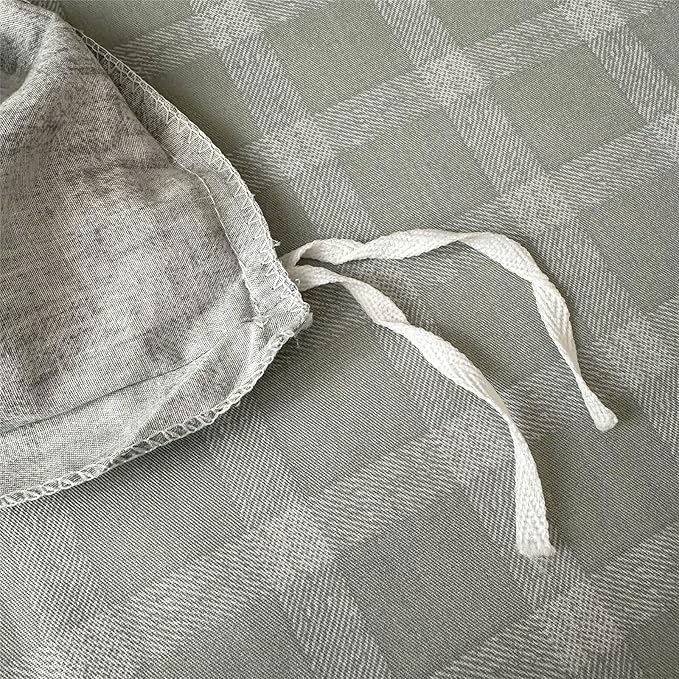 VM VOUGEMARKET Teen Boys Plaid Duvet Cover Set Twin XL Simple Farmhouse Style Cotton Green Buffalo Plaid Gingham Bedding Set 1 Duvet Cover with 2 Pillowcases
