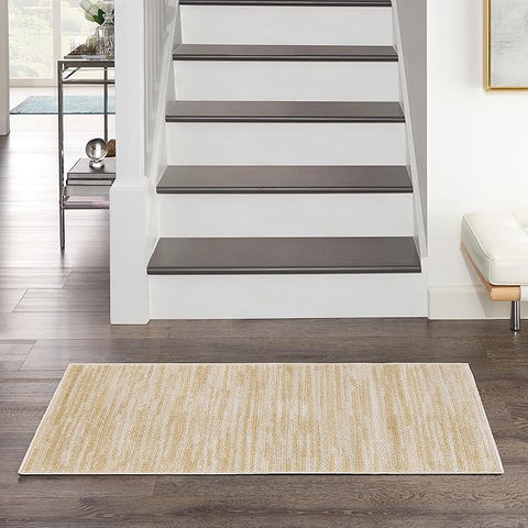 Nourison Home Essentials Indoor/Outdoor Ivory Gold 3' x 5' Area Rug, Easy Cleaning, Non Shedding, Bed Room, Living Room, Dining Room, Backyard, Deck, Patio (3x5)