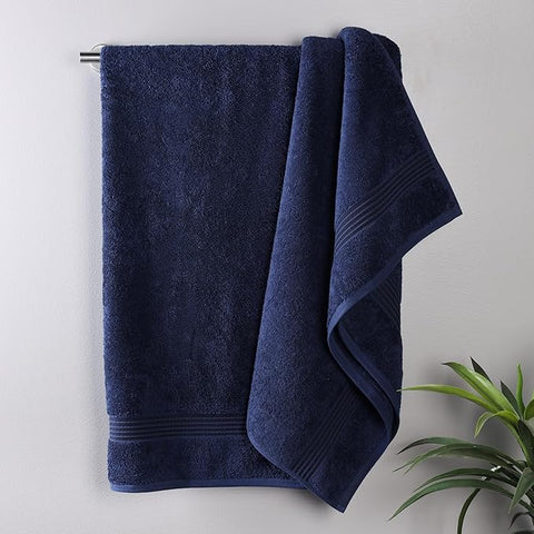 Superior Egyptian Cotton Bath Towel Set, Home Bathroom Towels, Master, Guest Bath, Decor Essentials, Quick Dry, Absorbent, Large Body Towels, Spa, Hotel, Resort, Adult, Kids, Set of 2, Navy Blue