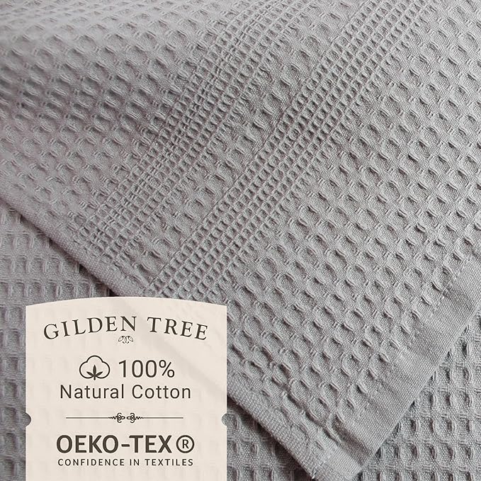GILDEN TREE Waffle Towels Wash Cloths for Showering, Exfoliating Washcloth Face Towels, Quick Dry Towel Cotton Washcloths Set of 4, Classic Style (Pewter)