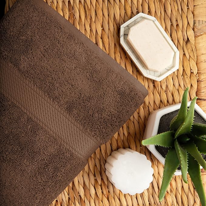 BLUENILEMILLS Premium Towel Collection, Egyptian Cotton Towels for Shower and Bathroom Assorted 2-Piece Towel Set, 30" x 55", Chocolate by Blue Nile Mills