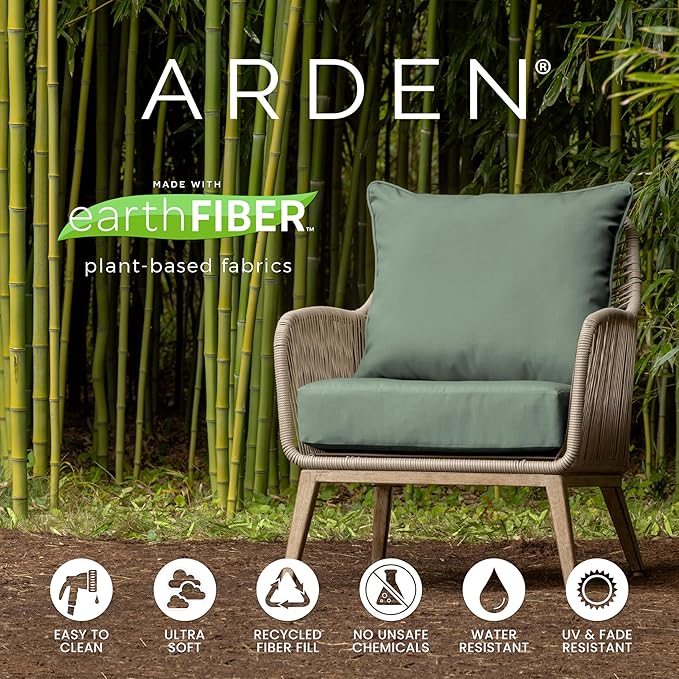 Arden earthFIBER Outdoor Deep Seat Cushion Set, 24 x 24, Rain-Proof, Fade Resistant, Deep Seat Bottom and Back Cushion for Chair, Sofa Sapphire Blue Garden Trellis
