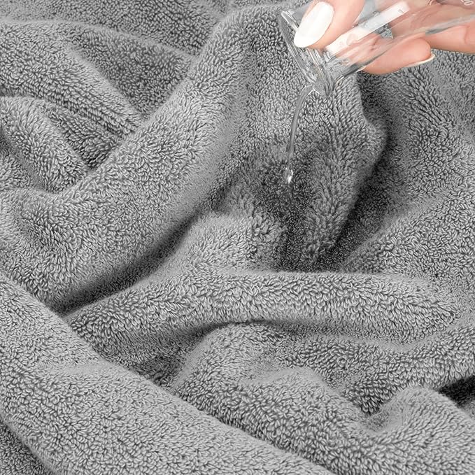American Soft Linen Salem 100% Cotton Turkish 4 Piece Hand Towels for Bathroom, 600 GSM Soft Absorbent Quickdry Hand Face Towel Set, Cool Grey