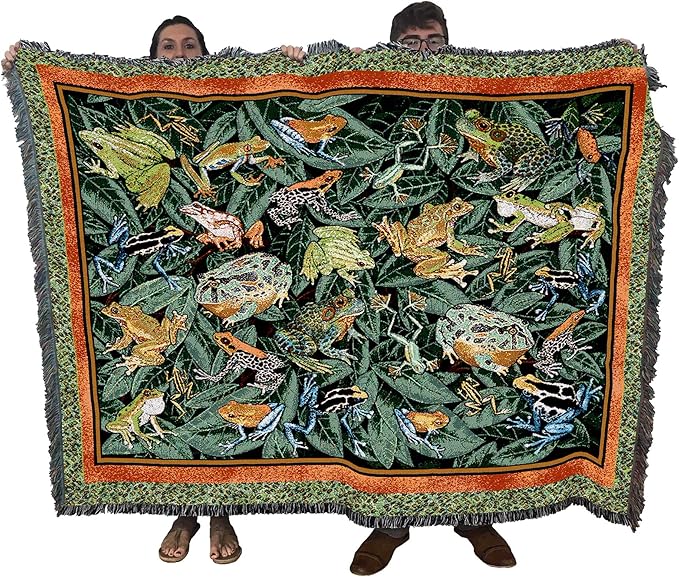Pure Country Weavers Leap Frog Blanket by Elena Vladykina - Garden Floral Gift Tapestry Throw Woven from Cotton - Made in The USA (72x54)
