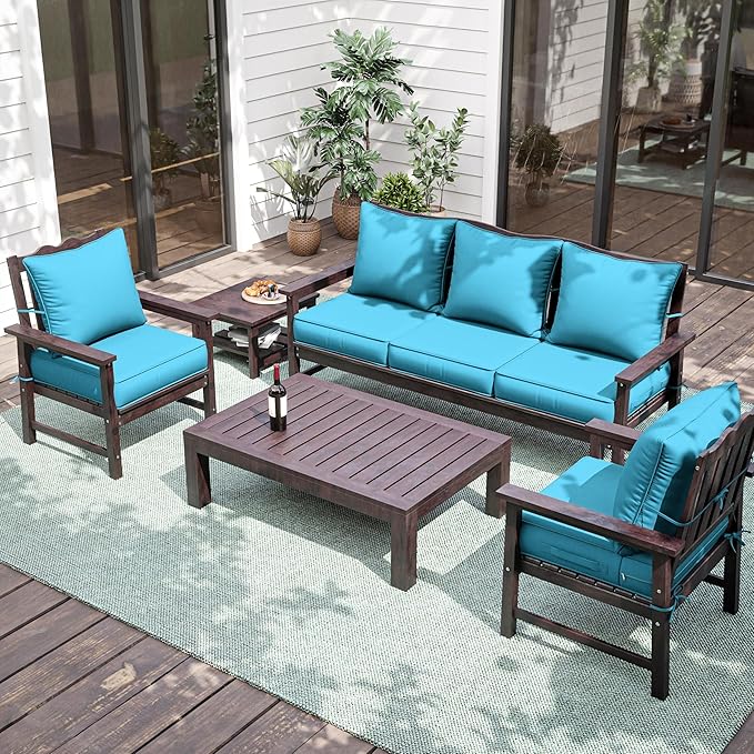 Premium Outdoor Seat Cushion Chair Cushions for Patio Furniture 22 L X 22 W X 4 H Waterproof & Fade Resistant Deep Seat and Backrest Cushion Set with Removable Covers for Chair, Sofa