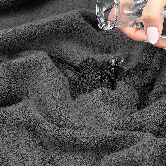 American Soft Linen Salem Turkish Bath Towel Set, 100% Cotton 600 GSM 6 Piece Towels for Bathroom, 2 Bath Towels 2 Hand Towels 2 Washcloths, Dark Gray