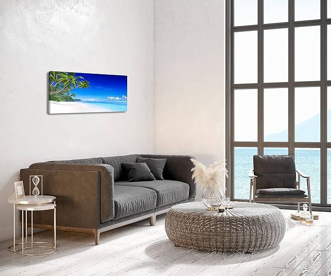 Beach Canvas Wall Art for Living Room Bedroom Home Decoration, Mordern Seascape Print Picture Painting Decor Artwork, Inner Frame (30x60)