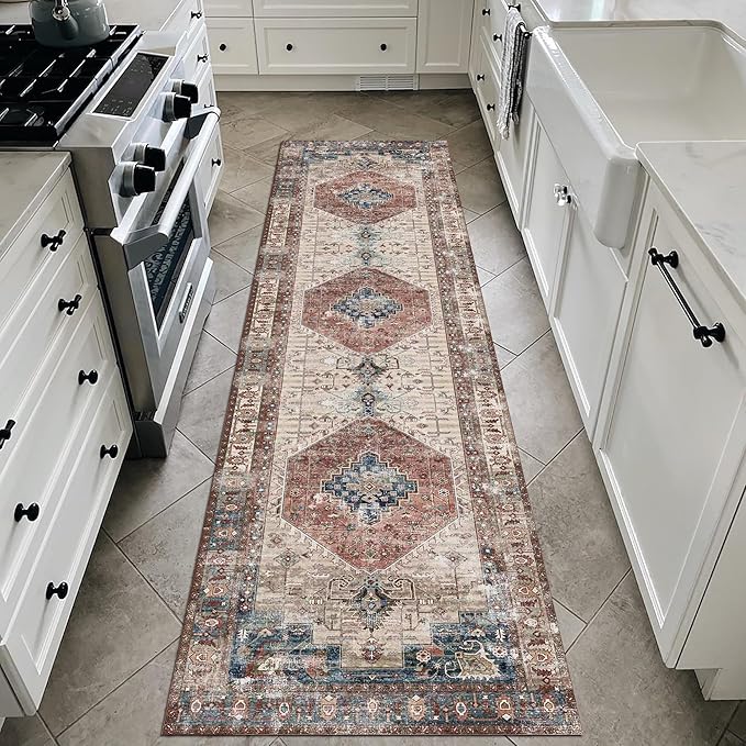 vivorug Runner Rug 2'x7' Vintage Washable Non-Slip Runners for Hallways Kitchen Entryway Laundry Room Carpet Hallway Runner Brown