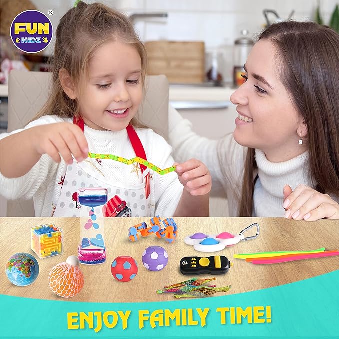 Gift Fidget Box Toys Pack for Kids 3-12, FunKidz Sensory Toys for Boys Girls Age 7-12 Autistic Children in Mystery Storage Portable Box