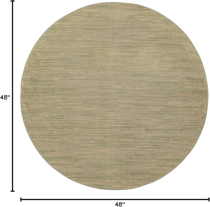 Nourison Home Essentials Indoor/Outdoor Green Gold 4' x Round Area Rug, Easy Cleaning, Non Shedding, Bed Room, Living Room, Dining Room, Backyard, Deck, Patio (4 Round)