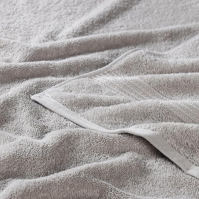 Superior Egyptian Cotton 2-Piece Bath Sheet Towel Set, Oversized Body Towels For Adults And Kids, Large Towel For Bath, Shower, Guest Bathroom, Spa, Gym, Resort, Essentials, Airbnb, Silver