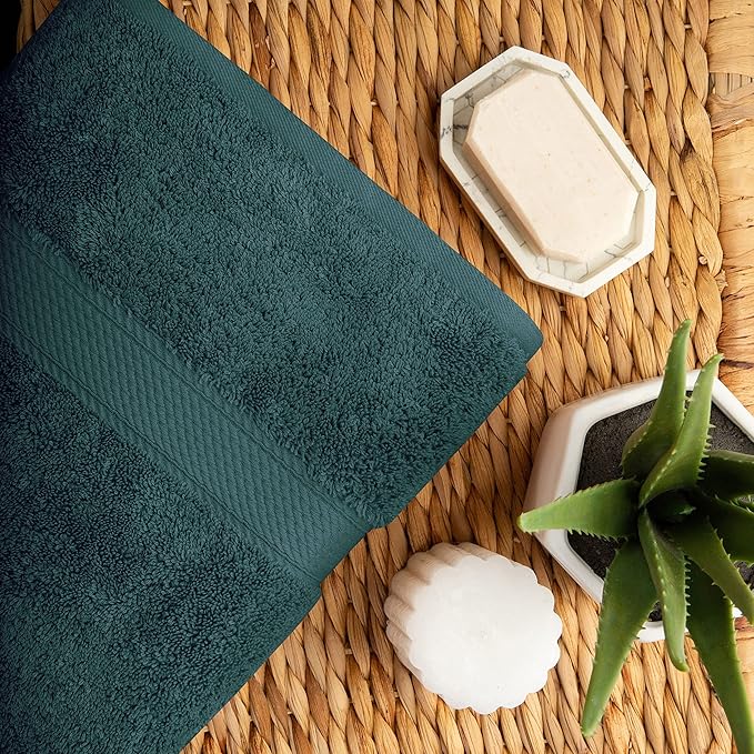 BLUENILEMILLS Premium Towel Collection, Egyptian Cotton Towels for Shower and Bathroom Assorted 6-Piece Towel Set, 30" x 55", 20" x 30", 13" x 13", Teal by Blue Nile Mills