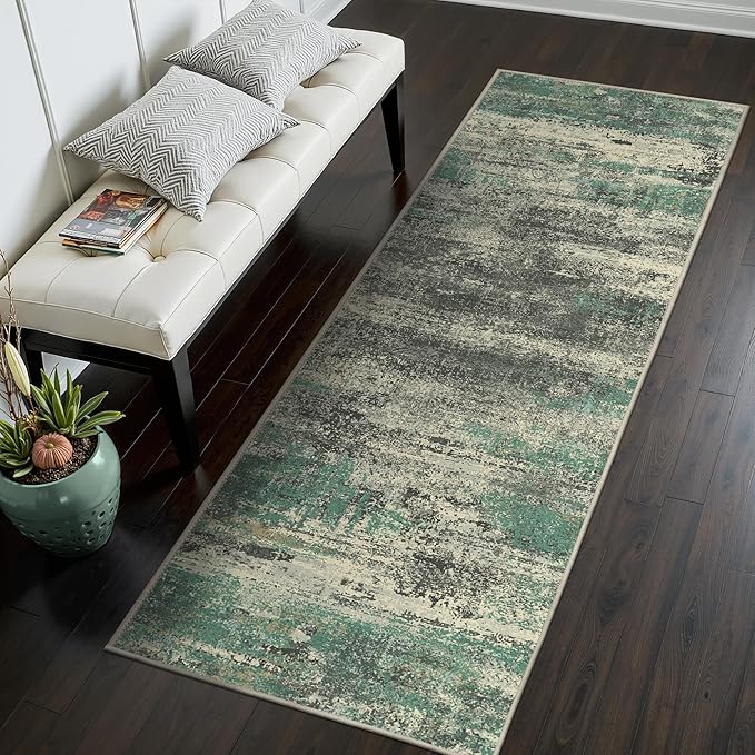 GENIMO Runners for Hallways，2x6 Washable Runner Rug Non-Slip, Long Runner Rugs with Rubber Backing, Low Pile Lightweight Rugs for Kitchen, Bedroom, Bathroom, Entryway, Sage Green