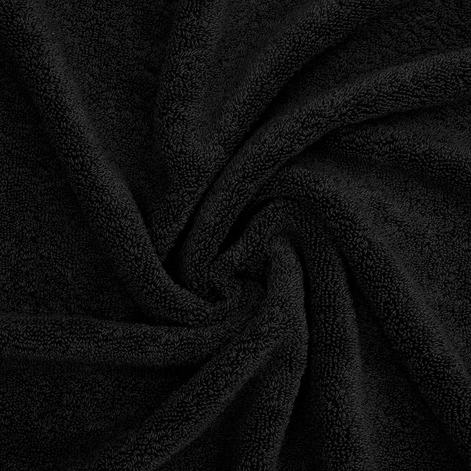 American Soft Linen Salem 100% Cotton Turkish 4 Piece Bath Towels for Bathroom, 600 GSM Soft Absorbent Quick Dry Bath Towel Set, Black
