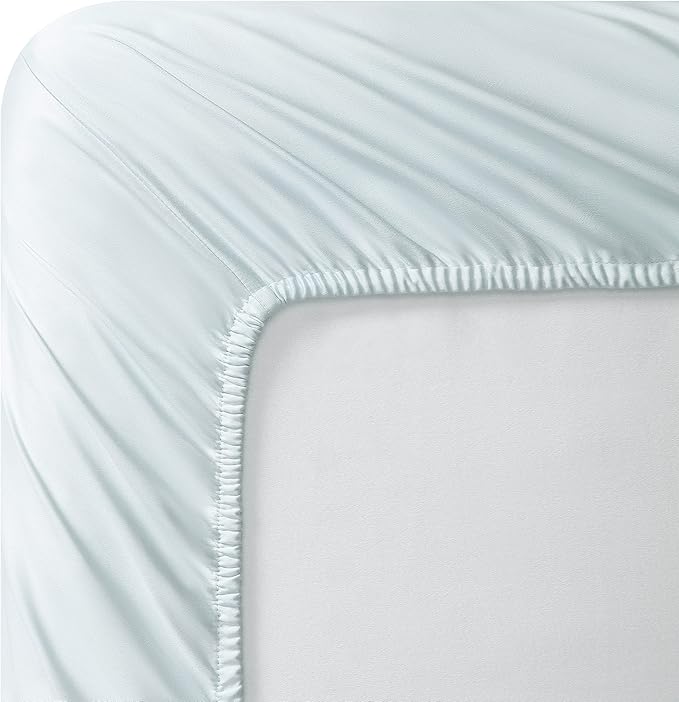 Vera Wang - King Sheet Set, Luxury Sateen Cotton Bedding, 800 Thread Count, Soft & Smooth Room Essentials (Pale Blue, King)