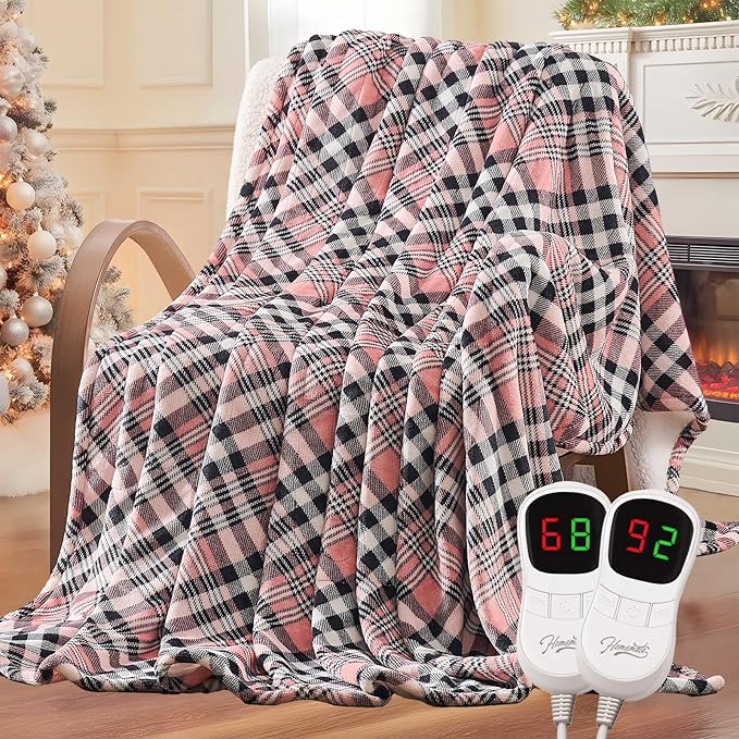 Homemate Electric Blanket Heated King Size - 100“x90“ Ultra Soft Cozy Flannel Heating Blanket with 10 Fast Heat Levels 8 Hours Auto Off Over-Heated Protection ETL Certification Keep Warm in Home