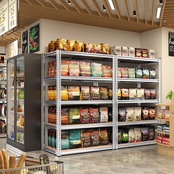 REIBII 2020LBS Garage Shelving Heavy Duty Metal Shelving 5 Tier Storage Shelves, Metal Shelves for Warehouse Basement, Easy Assembly, 72" H x 35.55" W x 16" D, Galvanized, 3 Pack