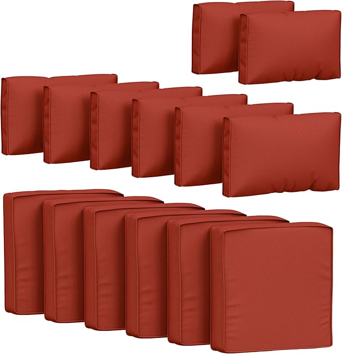 14 Pcs Outdoor Cushion Covers Patio Cushion Slipcovers Replacement Splash Proof with Zipper for Outdoor Furniture, Patio Sofa Couch 3 Sizes, Covers Only