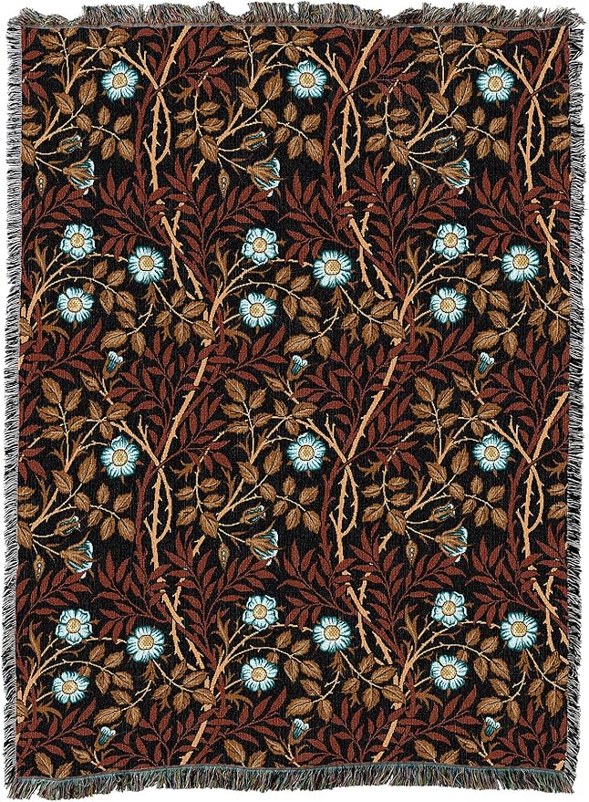 Pure Country Weavers William Morris Sweetbriar Sienna Blanket - Arts & Crafts - Gift Tapestry Throw Woven from Cotton - Made in The USA (72x54)