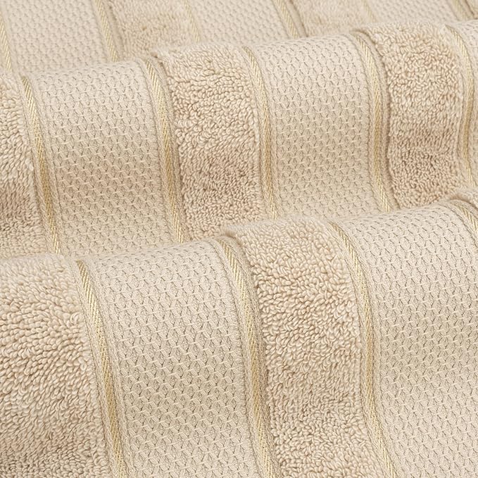 American Soft Linen Salem 100% Cotton Turkish 4 Piece Bath Towels for Bathroom, 600 GSM Soft Absorbent Quick Dry Bath Towel Set, Beige