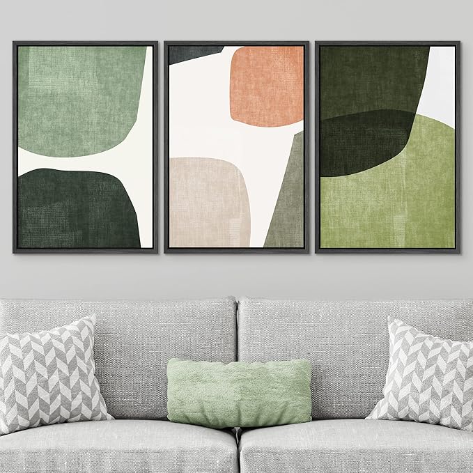 SIGNWIN Framed Canvas Print Wall Art Trio of Multicolored Transparent Ovals Abstract Shapes Illustrations Modern Art Multicolor Pastel for Living Room, Bedroom, Office - 16"x24"x3 Black