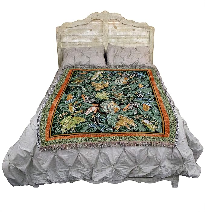 Pure Country Weavers Leap Frog Blanket by Elena Vladykina - Garden Floral Gift Tapestry Throw Woven from Cotton - Made in The USA (72x54)