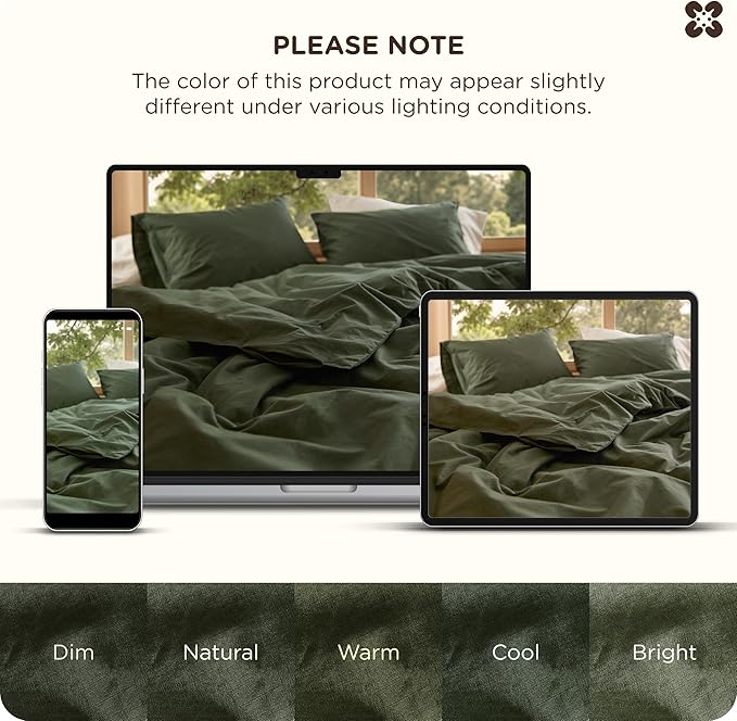 Bedsure Cotton Duvet Cover Queen - Luxury Slub Weave 100% Cotton Duvet Cover Set with a Linen Like Textured, Easy Change Durable Bedding Set 3 Pieces, Olive Green, 90" x 90"