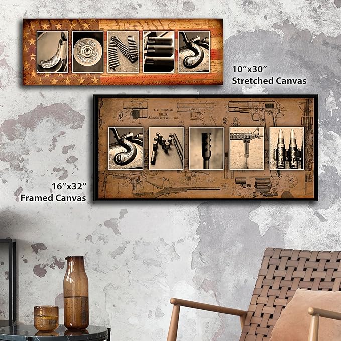 Personal-Prints FIREARM Personalized Name Art Print | Customized Gift for the Gun Enthusiast | Unique Photos to Spell Any Name | USA Made Sign Décor (6"x18" Stretched Canvas)