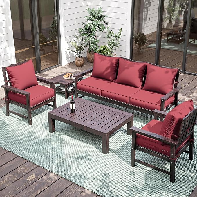 Premium Outdoor Seat Cushion Chair Cushions for Patio Furniture 24 L X 24 W X 5 H Waterproof & Fade Resistant Deep Seat and Backrest Cushion Set with Removable Covers for Chair, Sofa