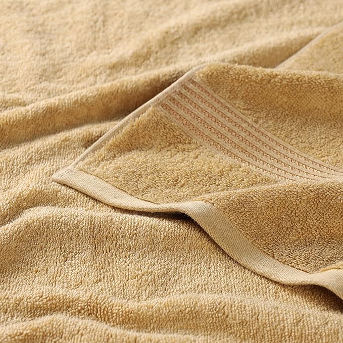Superior Egyptian Cotton 2-Piece Bath Sheet Towel Set, Oversized Body Towels For Adults And Kids, Large Towel For Bath, Shower, Guest Bathroom, Spa, Gym, Resort, Essentials, Airbnb, Gold