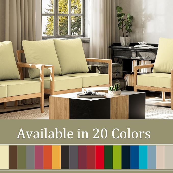 Outdoor Seat Cushion Set 24 x 24 x6.5 Inch Splash-Proof & Fade Resistant Patio Furniture Cushions with Removable Cover Deep Seat & Back Cushion with Straps for Chair Sofa Couch