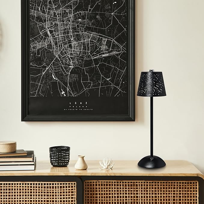 Camden Reed Table Lamp, Desk lamp, 3 Different Lighting Modes, Modern Minimal Design for Dinner/Coffee Table/Restaurant/Bedroom, Black