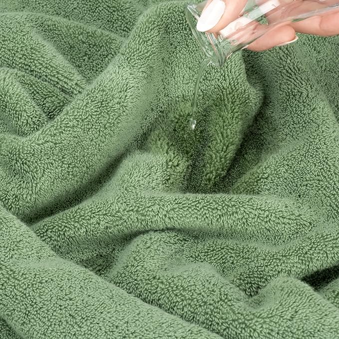American Soft Linen Salem 100% Cotton Turkish 4 Piece Bath Towels for Bathroom, 600 GSM Soft Absorbent Quick Dry Bath Towel Set, Sage Green