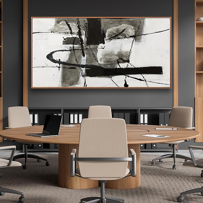 Modern Black and White Abstract Canvas Wall Art Decor Maximalist Home Decor Wall Art Prints Modern Irregular Graffiti Large Framed paintings Wall Decorations For Living Room Wall Bedroom Office Decor 29"x58"