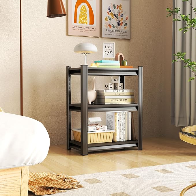 Tall Bookshelf with Open Shelves, Metal Office Book Shelf, Adjustable Organizer Bookcase, Standing Storage Organizer Shelf for Living Room (20W*14" D*32" H)