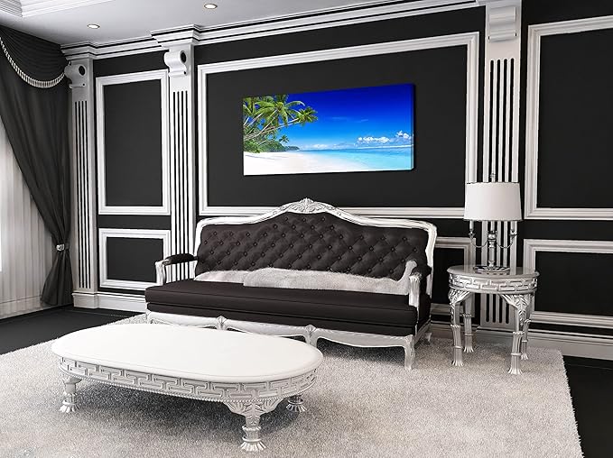 Beach Canvas Wall Art for Living Room Bedroom Home Decoration, Mordern Seascape Print Picture Painting Decor Artwork, Inner Frame (30x60)