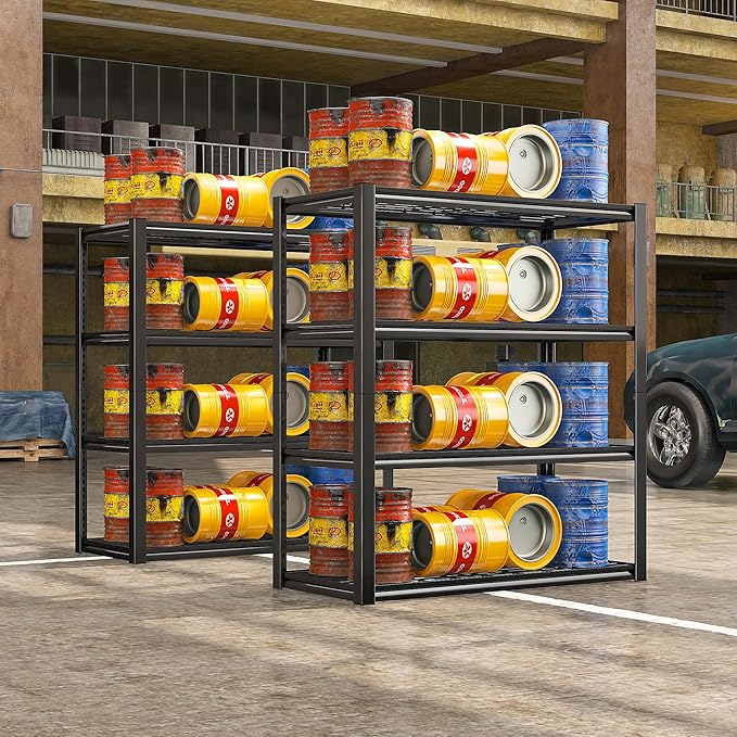 REIBII 40" W Garage Shelving 2240 LBS Storage Shelves Adjustable Heavy Duty Shelving 4 Tier Metal Shelves for Storage 59.5"H Metal Shelf for Pantry Basement Warehouse 40"W × 19.5"D × 59.5"H, 4 Pack